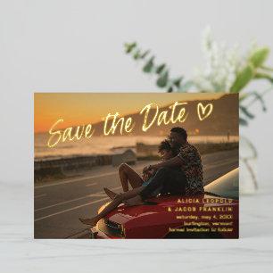 Stylish Photo Modern Wedding Save the Date Foil Invitation