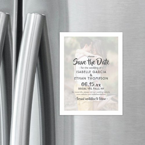 Stylish Photo Overlay Modern Wedding Save the Date Magnetic Invitation
