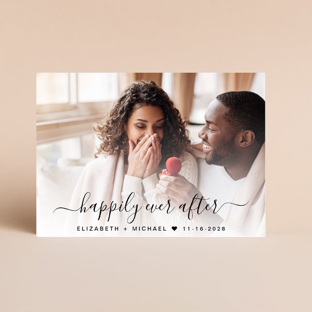 Stylish Photo QR Code Cream Wedding Save The Date (Our user-friendly template allows you to easily upload your photo & create a perfect save the date)