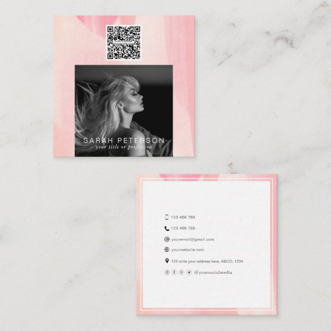 Stylish photo QR code models dancers personal Square Business Card (Front/Back)