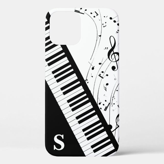 Stylish Piano Keyboard Music Notes Monogram Case-Mate iPhone Case (Back)