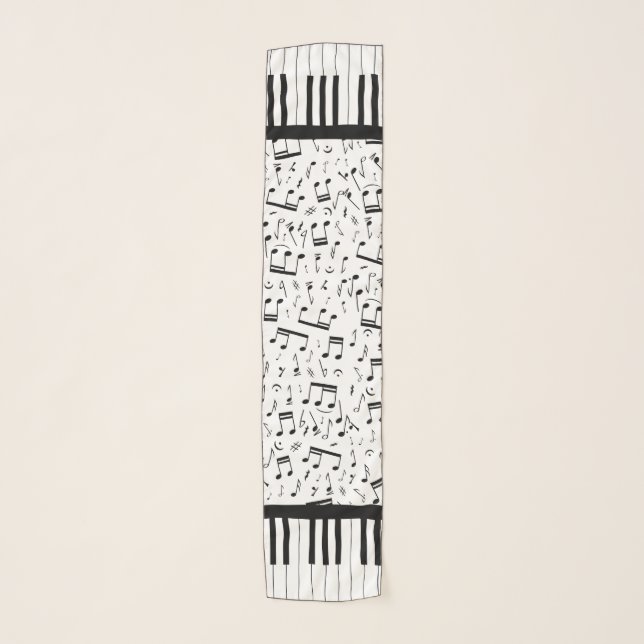 Stylish piano keys and music notes scarf (Front)