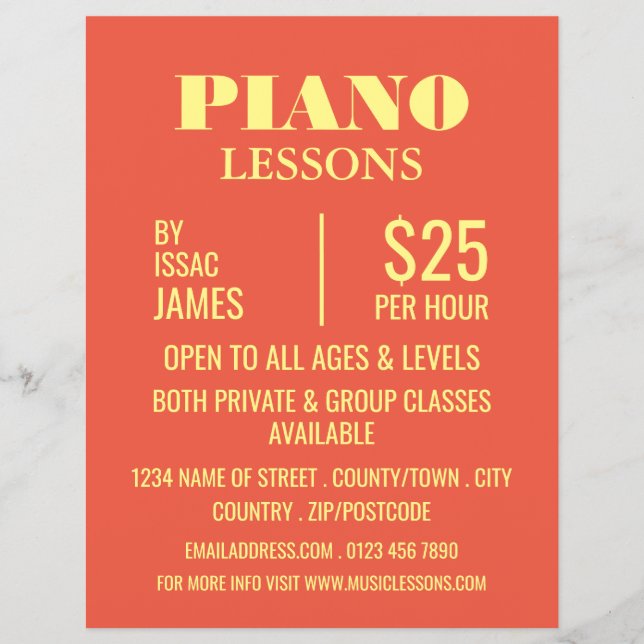 Stylish Piano Lessons Advertising Flyer (Front)