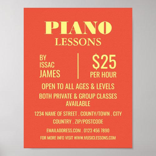 Stylish Piano Lessons Advertising Poster