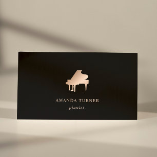 Stylish Piano Musician Rose Gold Minimal Business Card