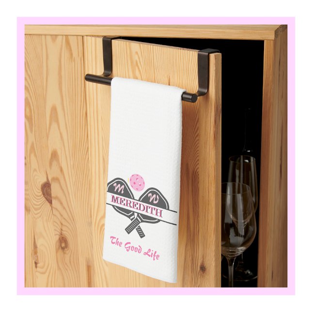 Stylish Pickleball Gal PaddlesMonogram First Name  Kitchen Towel (Creator Uploaded)