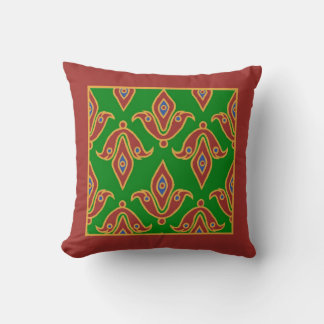 Stylish Pillow, Fleur-de-Lys, Maroon, Green Throw Pillow