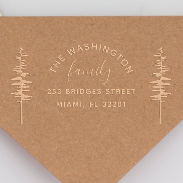 Stylish  Pine-tree Family Return Address  Embosser (Creator Uploaded)