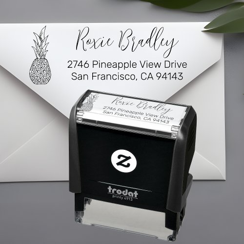 Stylish Pineapple Return Address Self_inking Stamp