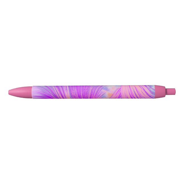 Stylish Pink Abstract Feathers Pen (Front)