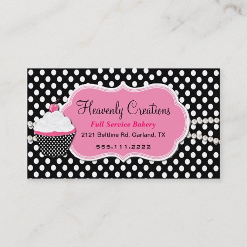 Stylish Pink and Black Bakery Business Card