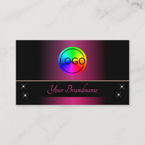 Stylish Pink and Black Chic with Logo Professional Business Card