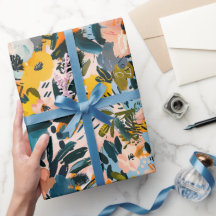 Stylish Pink and Blue Abstract Floral Pattern