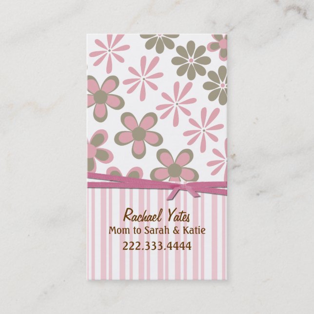 Stylish Pink and Brown Custom Mommy Card (Front)