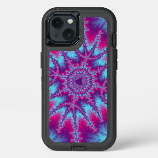 Stylish Pink and Light Blue Fractal iPhone 13 Case