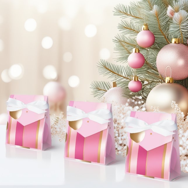 Stylish Pink and Metallics   Favor Boxes (Beautiful Berry and Baby Pink and Gold Favor Boxes)