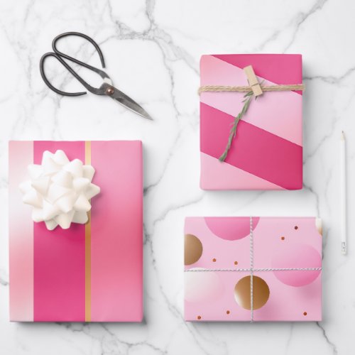 Stylish Pink and Metallics   Wrapping Paper Sheets