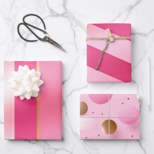 Stylish Pink and Metallics   Wrapping Paper Sheets (Front)