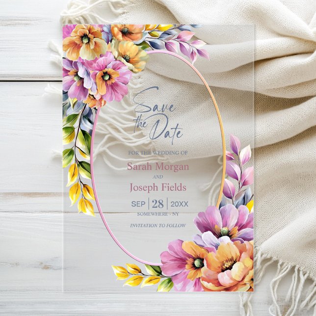 Stylish Pink and Orange Floral Save The Date (Creator Uploaded)
