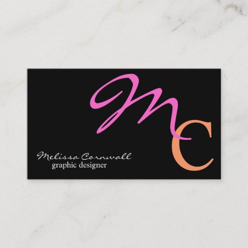 Two colors monogram business card templates