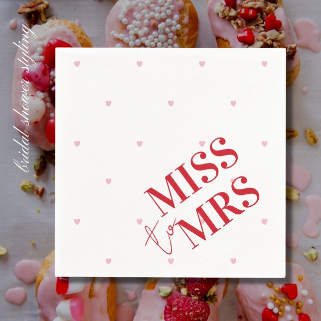 Stylish Pink and Red Love Heart Bridal Miss to Mrs Napkins (Creator Uploaded)