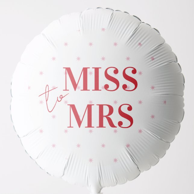 Stylish Pink and Red Stars Miss to Mrs Balloon (Front)