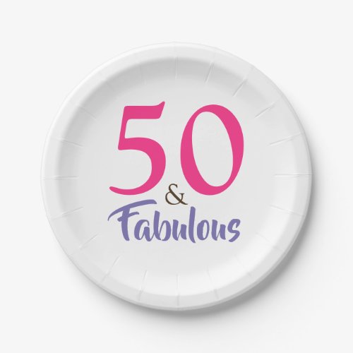 Stylish Pink And Violet 50th Birthday Party Paper Plates