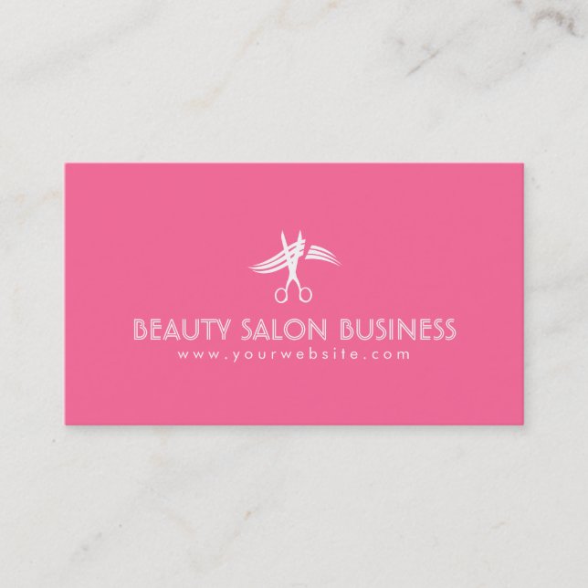 Stylish Pink Beauty Salon Business Card (Front)