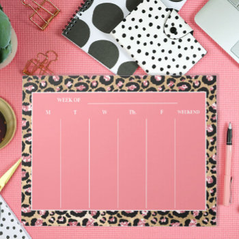 Stylish Pink Black Cheetah Leopard Weekly Plans Notepad by ALittleSticky at Zazzle