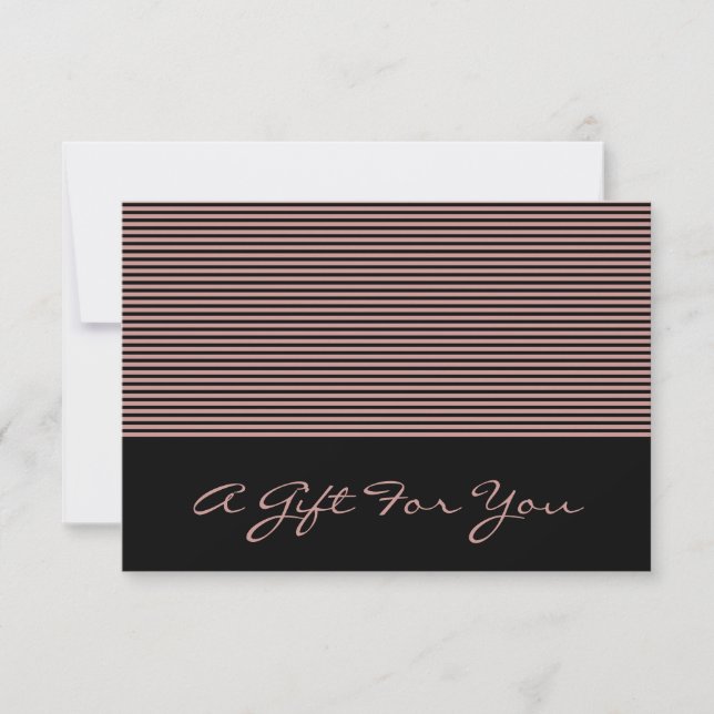 Stylish Pink & Black Hairstylist Gift Certificate Note Card (Front)