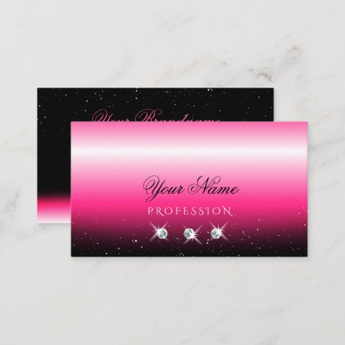 Stylish Pink Black Ombre Sparkle Diamonds Luxury Business Card