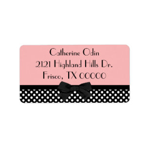 Stylish Pink & Black Polka Dot Address Label