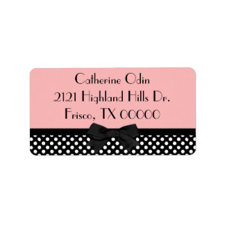 Stylish Pink & Black Polka Dot Address Label