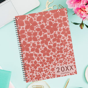 Stylish Pink Blossoms Hydrangea Flowers Planner