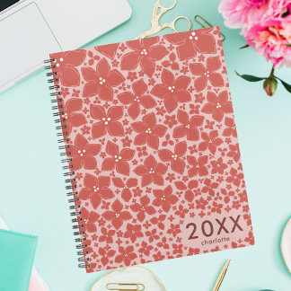 Stylish Pink Blossoms Hydrangea Flowers Planner