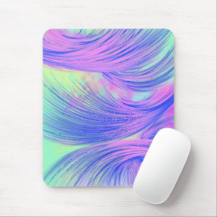 Stylish Pink blue Abstract Feathers Mouse Pad