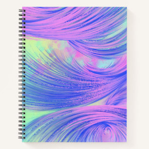 Stylish Pink Blue Abstract Feathers Notebook