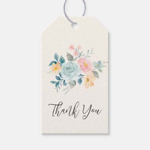 Stylish Pink  Blue Flower Bouquet Gift Tags