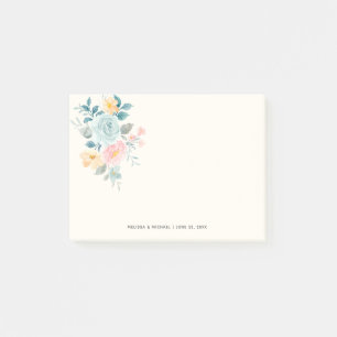 Stylish Pink & Blue Flower Bouquet Post-it Notes