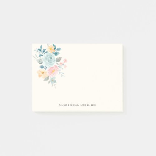 Stylish Pink  Blue Flower Bouquet Post_it Notes