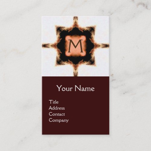 STYLISH PINK BROWN WHITE SQUARE MONOGRAM BUSINESS CARD