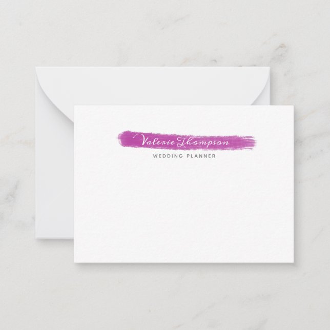 Stylish Pink Brush Stroke Signature Note Card (Front)