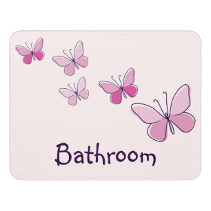 Stylish Pink Butterfly Doodle Kaleidoscope Door Sign