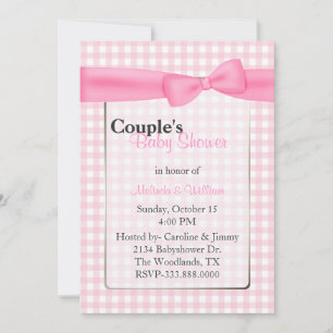 Stylish Pink Checkered Couple's Baby Shower Invitation
