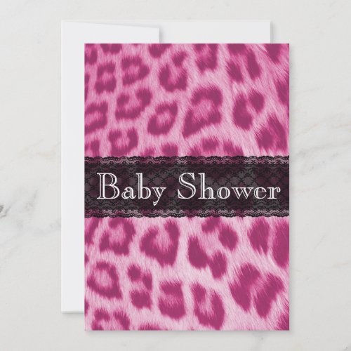 Stylish Pink Cheetah Print Baby Shower Invitation