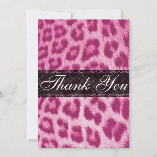 Stylish Pink Cheetah Print Thank You Card / Note