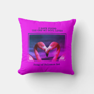 Stylish Pink Christian Flamingo Valentines Day Throw Pillow