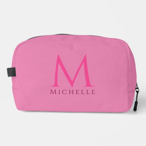 Stylish Pink Custom Handwritten Name Monogram Dopp Kit