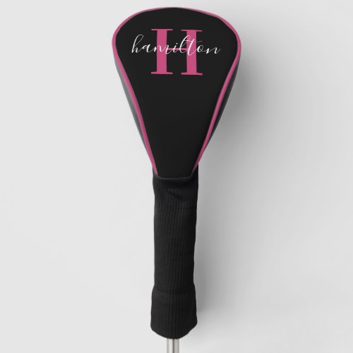 Stylish Pink Custom Monogram Name Initial Golf Head Cover