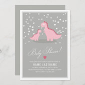 Stylish Pink Dino Girl Baby Shower Invite (Front/Back)